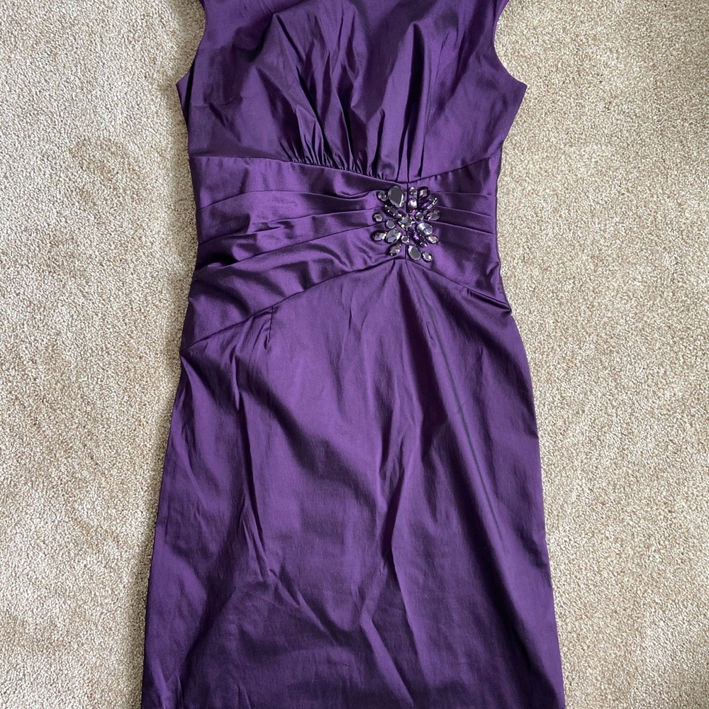 Eliza J Deep Purple Embellished Midi Dress